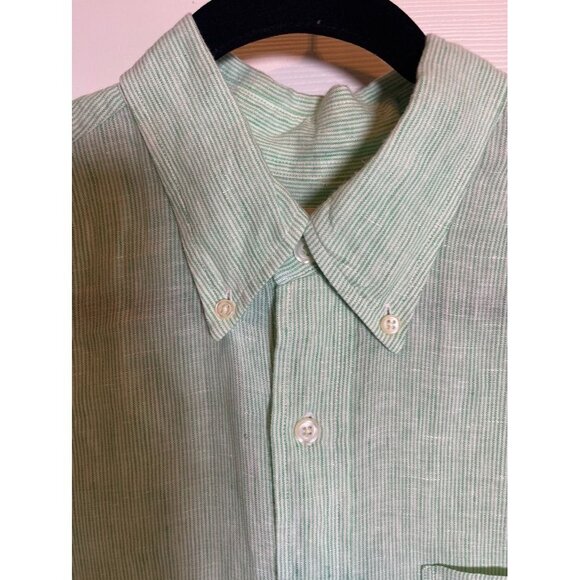 Brooks Brothers Mens Short Sleeve 100% Linen Shirt Sz Lg Casual*Comfort*Workwear - Picture 6 of 8